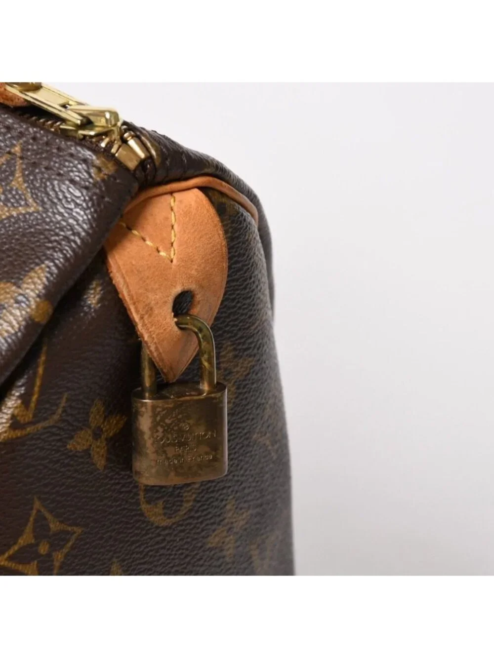 Louis Vuitton Speedy 30 Handbag Monogram Brown Gold